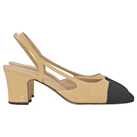 Chanel-Chanel Slingback Pumps in Beige Leather-Beige