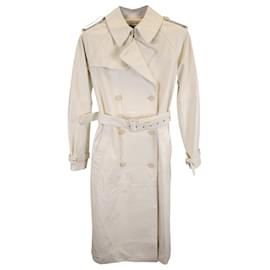 Nili Lotan-Nili Lotan Double-Breast Belted Trench Coat in Cream White Leather-White