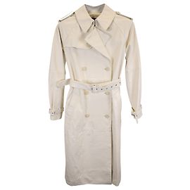 Trench coat duplo com cinto Nili Lotan em couro branco creme Branco