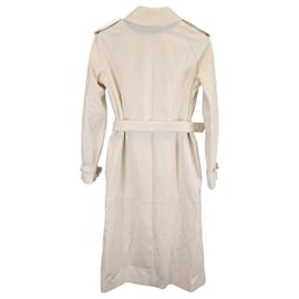 Nili Lotan-Nili Lotan Double-Breast Belted Trench Coat in Cream White Leather-White