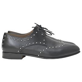 Hermès Hermes Studded Oxfords in Black Leather Black