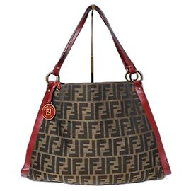 Bolsa tote média em canvas com estampa Zucca da FENDI marrom/borgonha Marrom