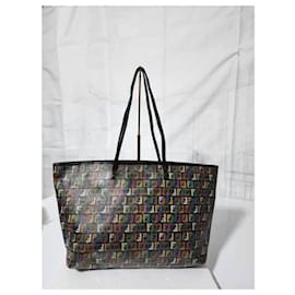 Fendi-Fendi Multicolored Zucca Coated Canvas Large Roll Tote Bag-Brown