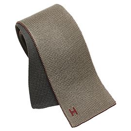 Autre Marque Corbata de punto reversible con logo de Hermes Khaki Rojo Vino en excelente estado Otro
