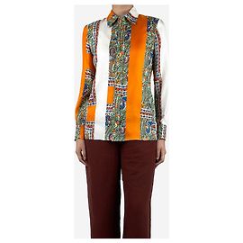 Tory Burch Camisa de seda impresa multicolor - talla UK 8 Multicolor