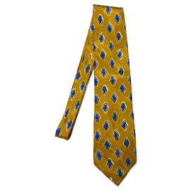 Ermenegildo Zegna Silk Tie Yellow Art Pattern Yellow