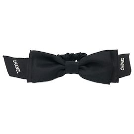 Scrunchie in twill di seta nera Chanel Nero