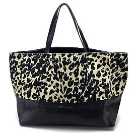 Céline CELINE Leopard Horizontal Cabas Tote Bag Black Beige