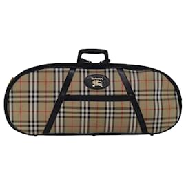 Autre Marque-Burberrys Nova Check Racket Case Canvas Leather Beige Black Auth bs16178-Black,Beige