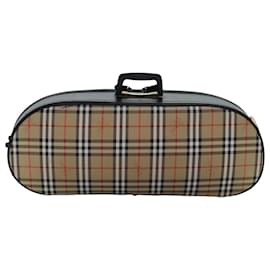 Autre Marque-Burberrys Nova Check Racket Case Canvas Leather Beige Black Auth bs16178-Black,Beige