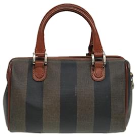 Fendi-Sac à main en toile Pecan FENDI en cuir PVC marron Auth bs16139-Marron