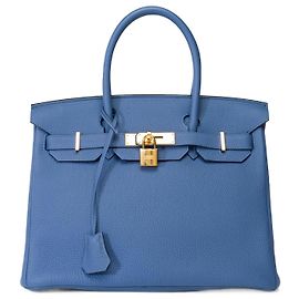Hermès HERMES Birkin 30 Bag in Blue Leather - 102013 Blue