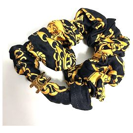 Céline Scrunchie de seda Celine Negro Amarillo