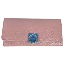 Bulgari Carteira longa de couro rosa Bvlgari Rosa