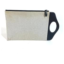 Burberry-Burberry Canvas and Leather Clutch Handbag-Brown,Black