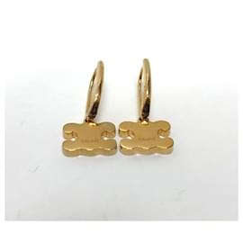 Céline-Celine Triomphe Rhinestone Drop Earrings-Golden
