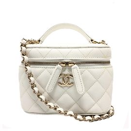 Bolsa Vanity de Couro Caviar Chanel Branco