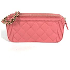 Sac à épaule en cuir caviar Chanel Boy Rose