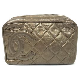 Pochette trapuntata CC della linea Cambon di Chanel Marrone D'oro