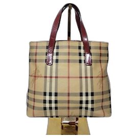 Sac à main petit modèle Haymarket Check de Burberry rouge Rouge Beige