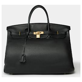 Hermès-Sac HERMES Birkin 40 en Cuir Noir - 102011-Noir