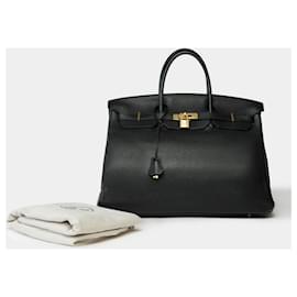 Hermès-Sac HERMES Birkin 40 en Cuir Noir - 102011-Noir
