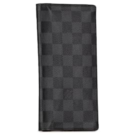 Louis Vuitton-Gray Louis Vuitton Damier Graphite Brazza Wallet-Other