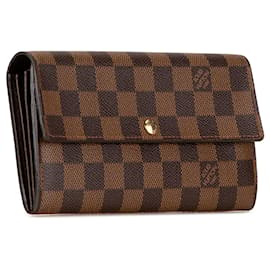 Louis Vuitton-Brown Louis Vuitton Damier Ebene Sarah Wallet-Brown