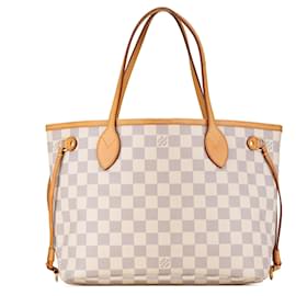 Louis Vuitton-Bolsa tote PM Neverfull Damier Azur Louis Vuitton branca-Branco