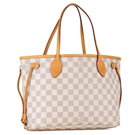 Louis Vuitton-Bolsa tote PM Neverfull Damier Azur Louis Vuitton branca-Branco