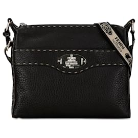 Fendi-Sac à bandoulière Selleria en cuir marron Fendi-Marron