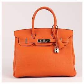 Hermès-HERMES Birkin 30 Togo Orange Ferrures Métalliques Argentées □H: 2004-Orange