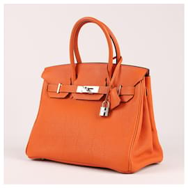 Hermès-HERMES Birkin 30 Togo Orange Ferrures Métalliques Argentées □H: 2004-Orange