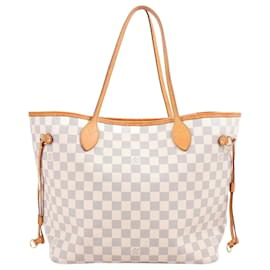 Louis Vuitton-Sac à main Louis Vuitton Damier Azur Neverfull Tote MM N51107-Beige