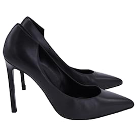 Saint Laurent-Saint Laurent Pointed Toe Stiletto Pumps in Black Leather-Black