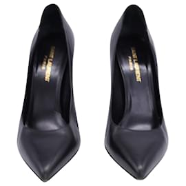 Saint Laurent-Saint Laurent Pointed Toe Stiletto Pumps in Black Leather-Black