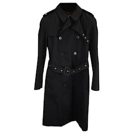 Saint Laurent-Saint Laurent Belted Trench Coat in Black Cotton-Black