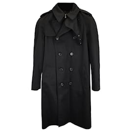Saint Laurent-Saint Laurent Belted Trench Coat in Black Cotton-Black