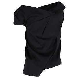 Roland Mouret Asymmetric Draped Top in Black Wool  Black
