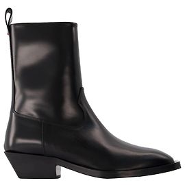 Aeyde Luis 35Mm Square Toe Block in leatherHeel Ankle Boot Black