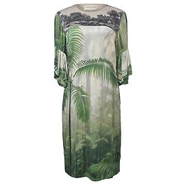 Dries Van Noten Dschungel-Print Kleid aus grüner Seide Grün