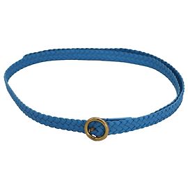Bottega Veneta Braided Thin Belt in Blue Leather Blue Light blue