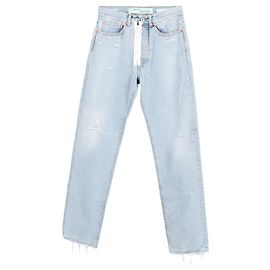 Off White Off-White c/o Virgil Abloh Mid-Waist Distressed Jeans in Light Blue Cotton Blue Light blue