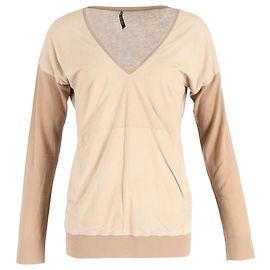 Pull V-Neck bicolore en coton marron de Loro Piana Marron Rouge