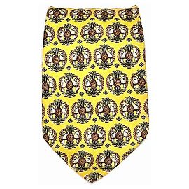 Salvatore Ferragamo Silk Tie Pineapple Bird Pattern Yellow