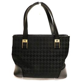 Mila Schön Mila Schon Houndstooth Handbag Nylon Leather Black