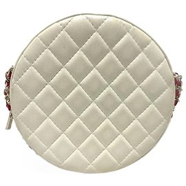Sac à épaule Chanel Coco Mark CC Round Small Chain Pochette Blanc Rouge