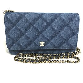 Bolsa de ombro de denim Chanel Azul