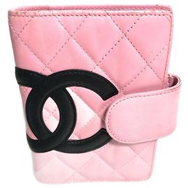 Chanel Cambon Line Bicolor CC Coco Mark Quilted Notebook Cover Black Pink