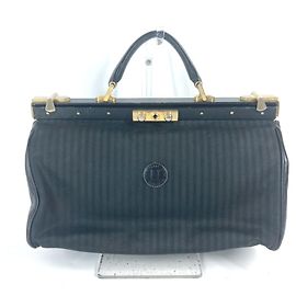 Borsa da dottore vintage Fendi in noce pecan Nero